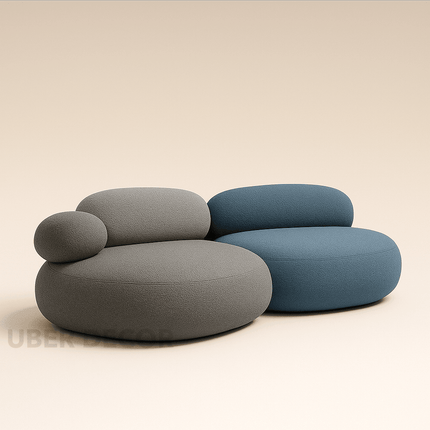 Pebble Cobblestone Curved Fabric Sofa – Artistic Rock-Inspired Modular Design Sofa Set for Living Room
