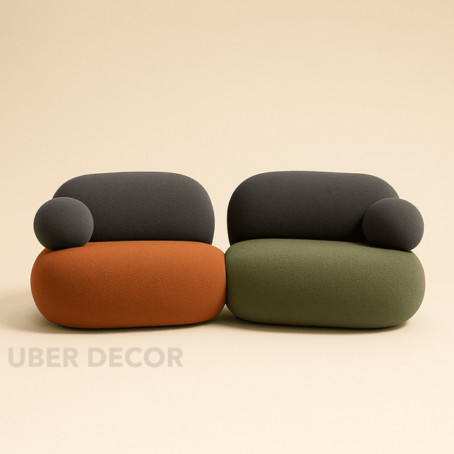 Pebble Cobblestone Curved Fabric Sofa – Artistic Rock-Inspired Modular Design Sofa Set for Living Room - Uber Decor