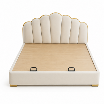 Petalrest Shell Bed – Stylish Upholstery with Sculpted Shell Headboard