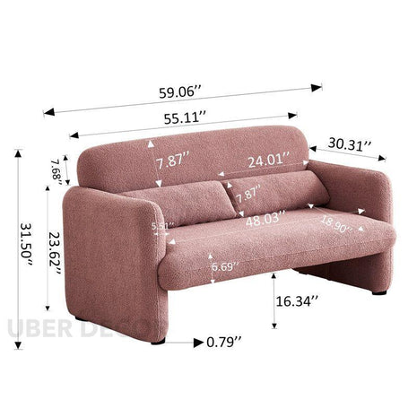 Quito 59" Soft Contour Couch – Modern Rounded Edge Sofa for Elevated Comfort & Style - Uber Decor