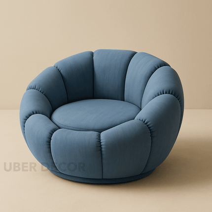 Pumpkin Sofa Chair with Ottoman and Pumpkin Cushion Pillow- Luxury Boucle Cloud Couch