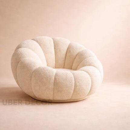Pumpkin Sofa Accent Chair- Luxury Boucle Cloud Couch for Living Room or Bedroom