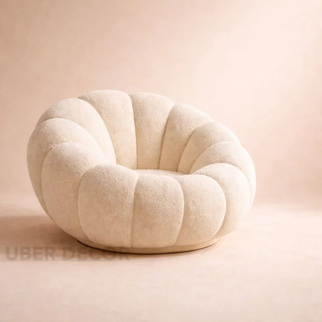 Pumpkin Sofa Accent Chair- Luxury Boucle Cloud Couch for Living Room or Bedroom