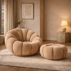 Chair + Ottoman / Soft Almond Suede Velvet