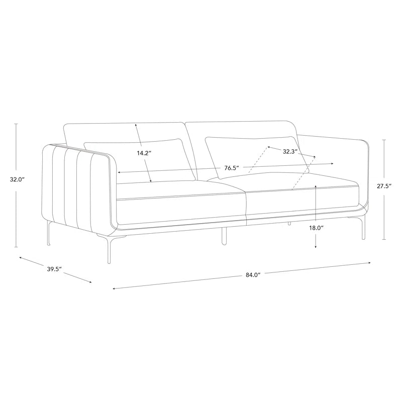 Amelise 84" Sofa- Contemporary Upholstered Extra Wide Couch for Office, Living room