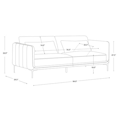 Amelise 84" Sofa- Contemporary Upholstered Extra Wide Couch for Office, Living room