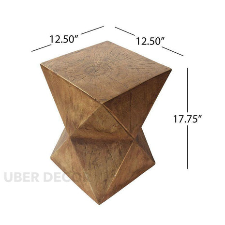 Atlas Sculpt End Table – Geometric Wooden Accent Table for Living Room, Bedroom & Lounge Corner | Mid-Century Modern Brutalist Inspired - Uber Decor