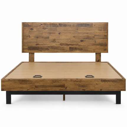 RustGroove Platform Bed – Reclaimed Wood Frame with Clean Modern Lines
