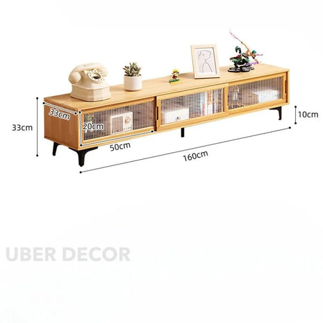 Solva Crest – Retro Modern TV Cabinet, Japandi Inspired Console - Uber Decor