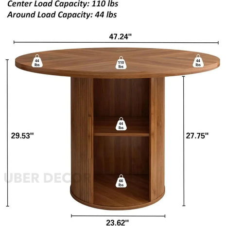Willow Round Mid-Century Modern Dining Set – Scandinavian Solid Wood with Custom Finish, 4 Seater for Dining Room or Living-Dining Space - Uber Decor