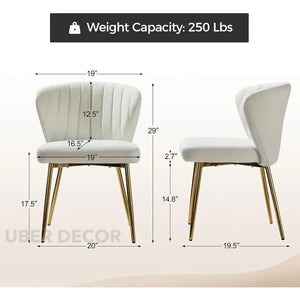 Soraya Modern Elegant Tufted Armless Accent Chair- Dining or Vanity Chair with Back Metal Legs - Uber Decor