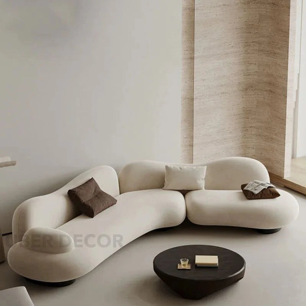 Villeta Nordic Lazy Living Room Sofa Set – Designer Double Sofas, Armchair & Puffs for Modern Lounge Décor - Uber Decor