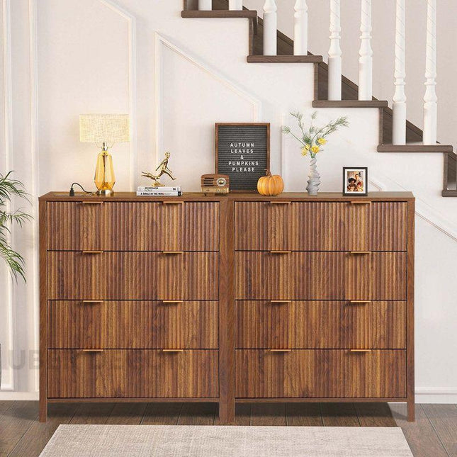 Stratus Grove Modern Walnut Dresser – Vertical Cabinet for Bedroom, Living Room, or Entryway Storage
