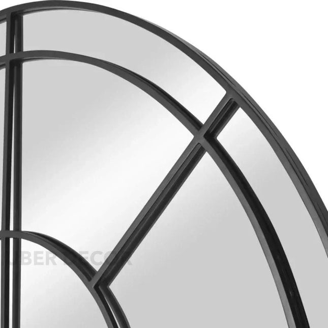 ArcVista Iron Window Pane Mirror | Simple Modern Arched Mirror with Metal Frame | Versatile Wall & Floor Placement - Uber Decor