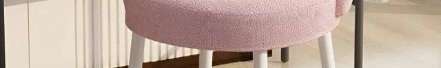 NordCream Chair | Minimalist Lamb Wool Vanity & Dining Stool with Backrest - Uber Decor