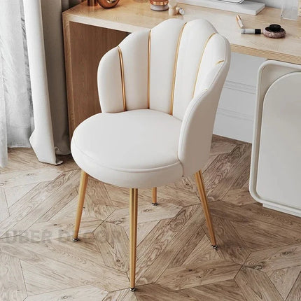 Amaera Luxe Accent Chair – Creative Shell Flower Makeup Stool Compact Backrest Ergonomic Chair Full Sitting Sensation All-match Chair for Living Room - Uber Decor