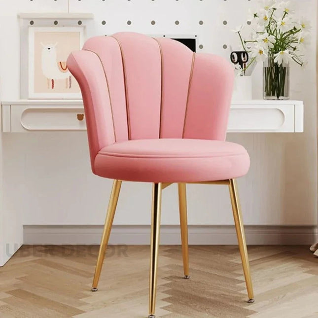 Amaera Luxe Accent Chair – Creative Shell Flower Makeup Stool Compact Backrest Ergonomic Chair Full Sitting Sensation All-match Chair for Living Room - Uber Decor