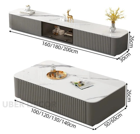 Cavira Lux – Modern TV Cabinet, Nordic Inspired Fluted Console - Uber Decor