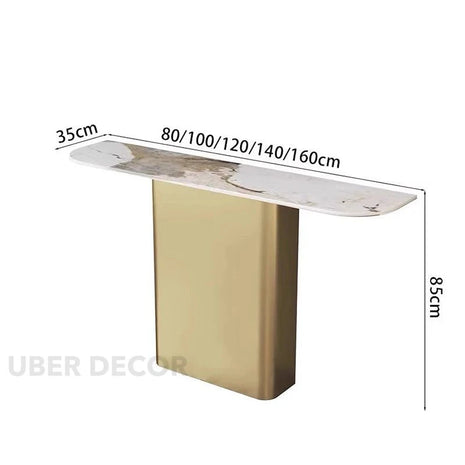 Aurion Grace Marble Console Table – Sculptural Mid Century European Inspired Metal Base Console for Hallway & Lounge Decor - Uber Decor