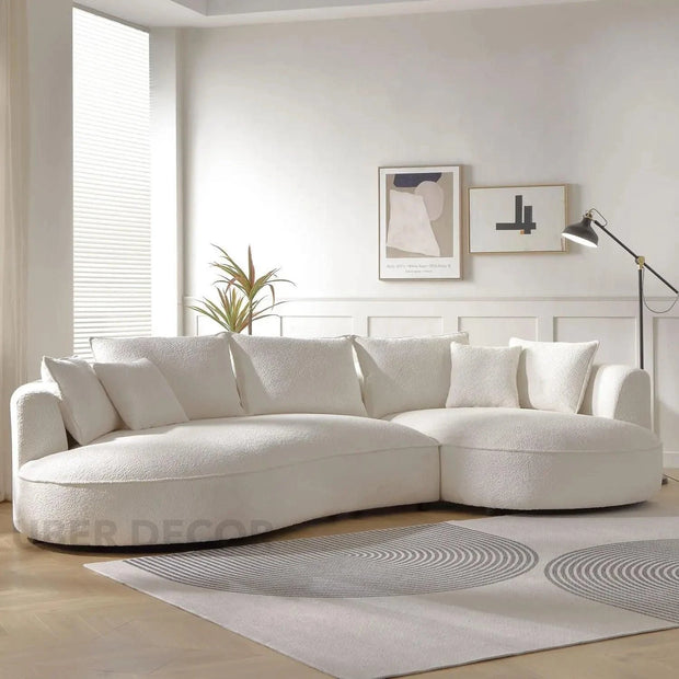 Boucle Breeze Curved Luxury Sofa - Elegant Boucle Couch for Modern Interiors- 1, 3, 5, 7 seater - Uber Decor