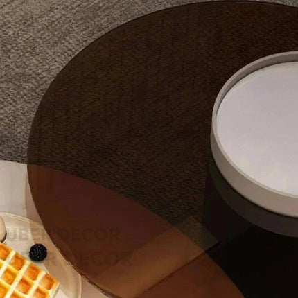 Tiber Oro Italian Luxury Round Coffee Table Tempered Glass Top High Gloss Finish Minimalist Centerpiece for Lounge and Living Suites