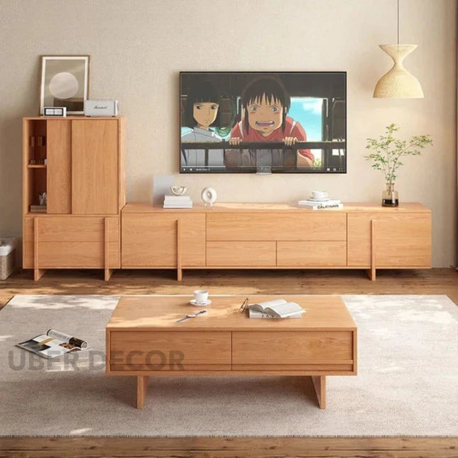 Tovoa Wood – Modern Coffee Table with Scandinavian Inspired TV Unit