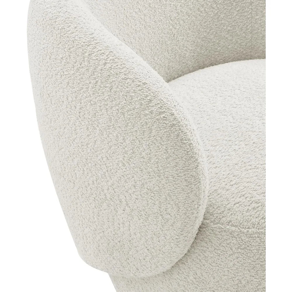 Amira Modern Fuzzy Boucle Swivel Accent Chair- Round Barrel Armchair Upholstered Chair for Bedroom, Reading, Waiting, Living Room - Uber Decor