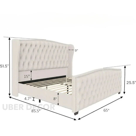 Serenabelle Wingback Bed – Heritage-Inspired Bedroom Classic - Uber Decor