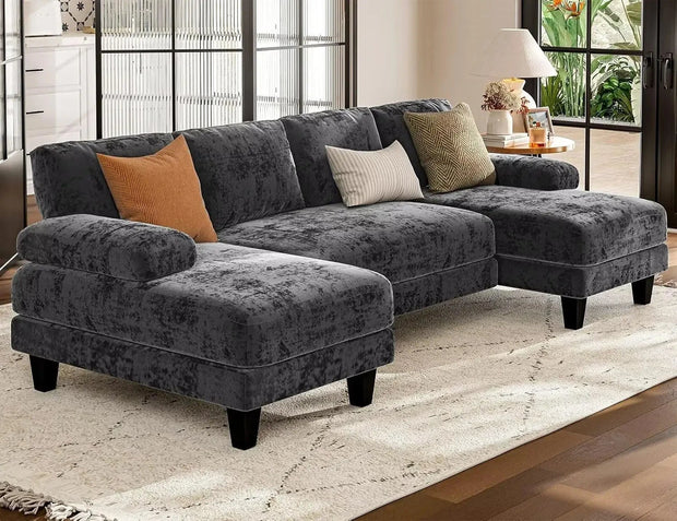 Havana 111" Sectional Sofa- Large Modular Lounge Sofa with Double Chaise Left & Right - Uber Decor