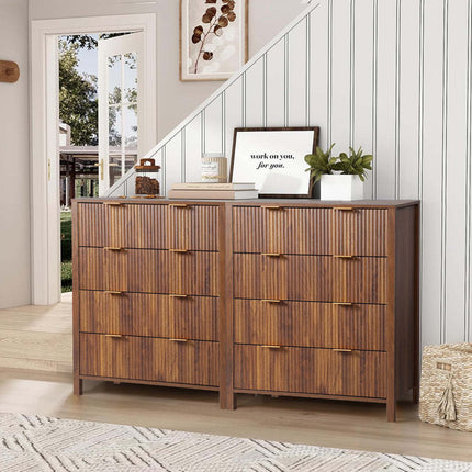 Stratus Grove Modern Walnut Dresser – Vertical Cabinet for Bedroom, Living Room, or Entryway Storage