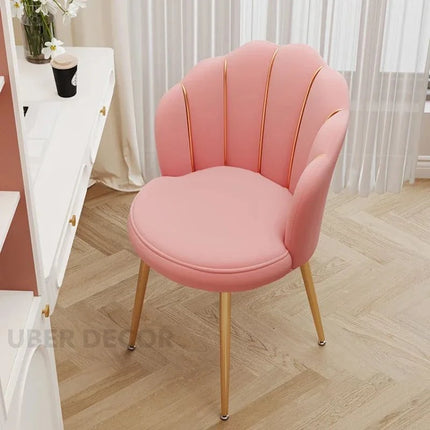 Amaera Luxe Accent Chair – Creative Shell Flower Makeup Stool Compact Backrest Ergonomic Chair Full Sitting Sensation All-match Chair for Living Room - Uber Decor