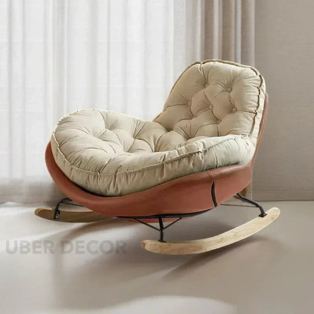 Celyra- Nordic Modern Accent Wide Base Tufted Armchair Rocking Accent Chair for Reading Room or Living Room - Uber Decor