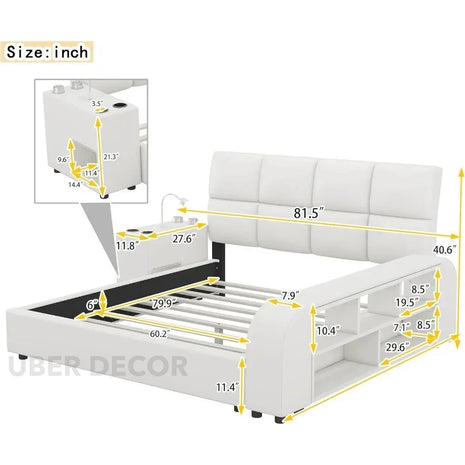 Slumber Edge Contemporary Curved Platform Bed with Storage – Modern Bedroom Essential - Uber Decor