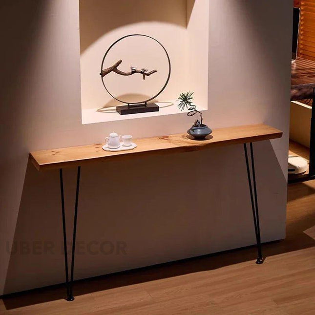 Tansu Linea Console Table – Nordic Minimalist Wood & Iron Console for Narrow Hallways & Porch Interiors
