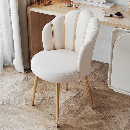 Amaera Luxe Accent Chair – Creative Shell Flower Makeup Stool Compact Backrest Ergonomic Chair Full Sitting Sensation All-match Chair for Living Room - Uber Decor