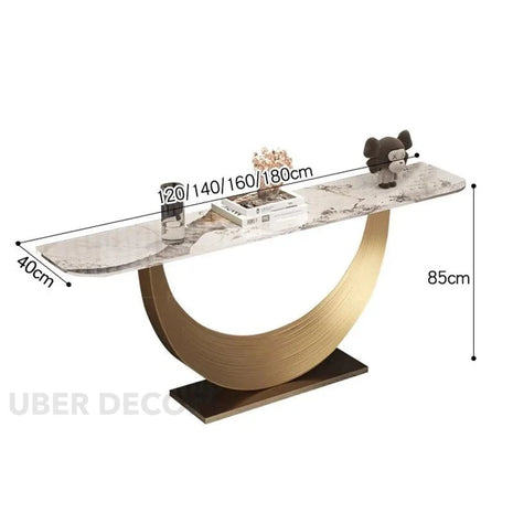 Solene Arc Console Table – Nordic Mid Century Metal Base Console with Marble Top for Luxury Hallways & Lobby Interiors - Uber Decor