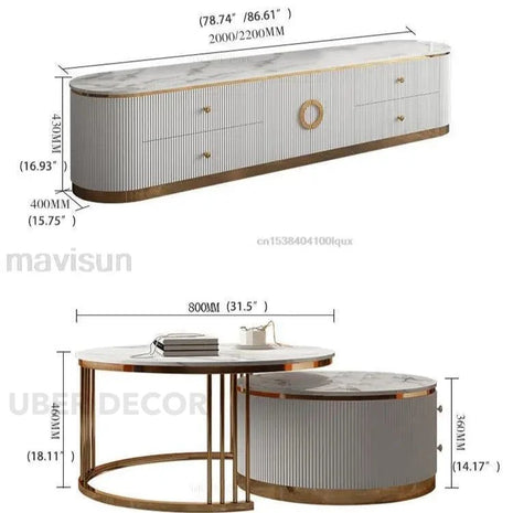 Auralis Ring – Luxury TV Cabinet, European Inspired Fluted Console - Uber Decor