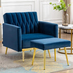 With Ottoman / Navy Blue Suede Velvet