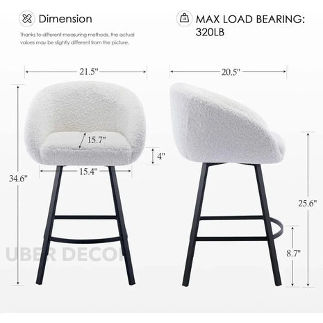 Talise 360 Revolving Swivel Bar Stool- Modern Counter Height Tall Bar Chair for Kitchen Counter or Cafe - Uber Decor