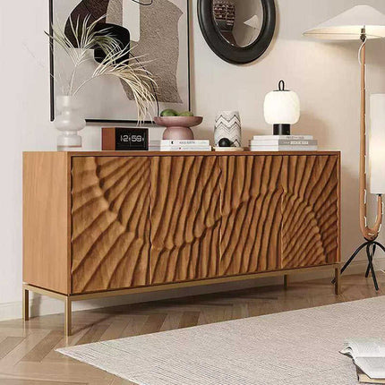 Riva Wave Mid Century Modern Solid Wood Cabinet Ideal for Living Room, Dining Room & Entryway