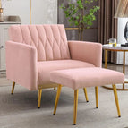 With Ottoman / Blush Pink Suede Velvet