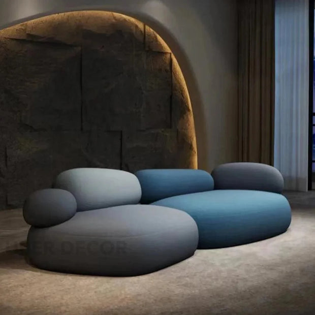 Pebble Cobblestone Curved Fabric Sofa – Artistic Rock-Inspired Modular Design Sofa Set for Living Room - Uber Decor