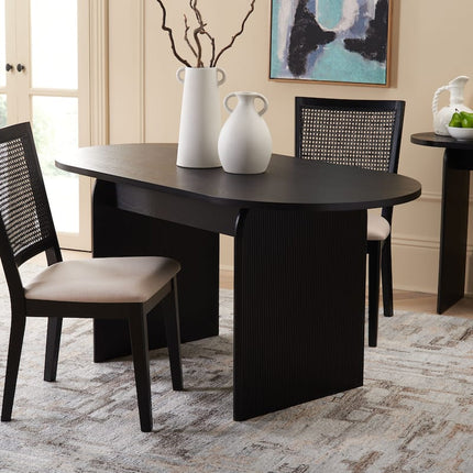 Aveline Flute Oval Dining Table Scandinavian Japandi Design Fluted Base Legs Ideal for Dining Room