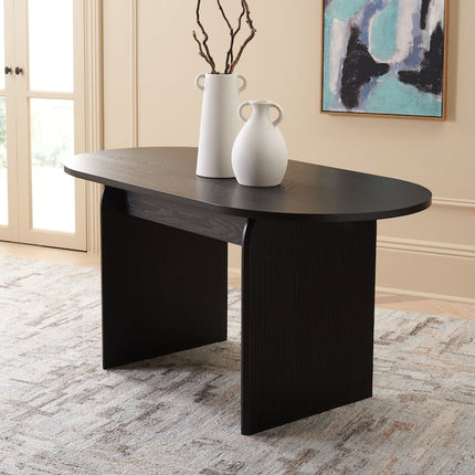 Aveline Flute Oval Dining Table Scandinavian Japandi Design Fluted Base Legs Ideal for Dining Room