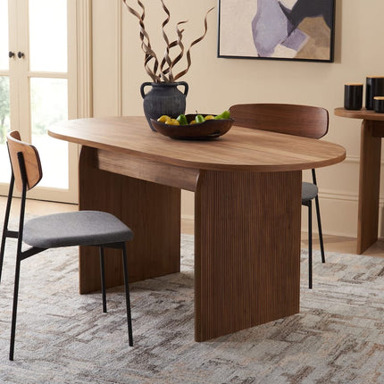 Aveline Flute Oval Dining Table Scandinavian Japandi Design Fluted Base Legs Ideal for Dining Room