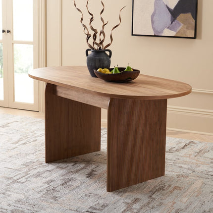 Aveline Flute Oval Dining Table Scandinavian Japandi Design Fluted Base Legs Ideal for Dining Room