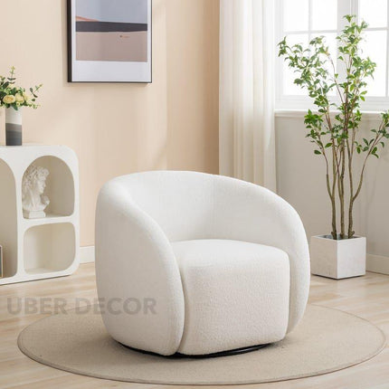 Aleris- Modern Upholstered 360 Degree Swivel Accent Barrel Arm Chair for Living Room or Office