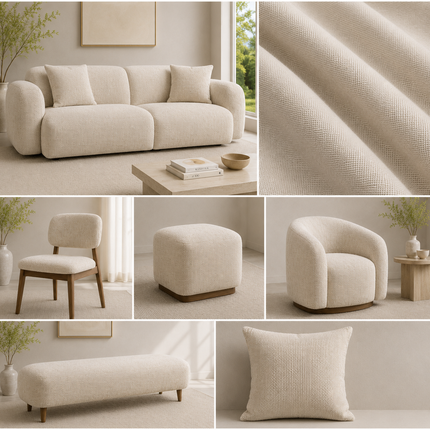 HUBER - Linen Upholstery Fabric- Light Greige
