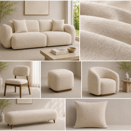 HUBER - Linen Upholstery Fabric- Warm Ivory