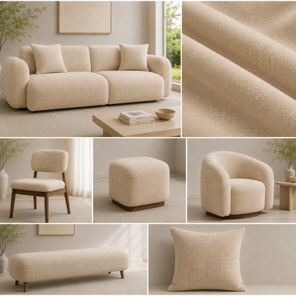 HUBER - Linen Upholstery Fabric- Mushroom